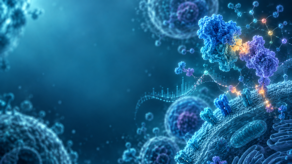 Molecular illustration representing mechanistic and structural approaches to disease biology